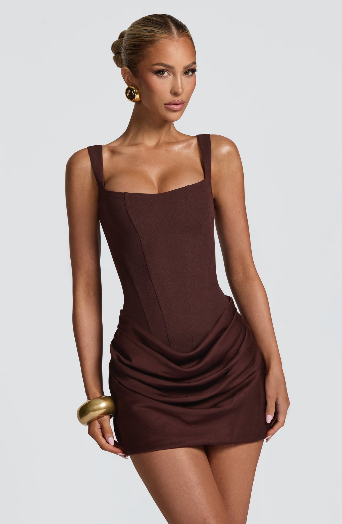 Cornelia Mini Dress - Plum Brown 4