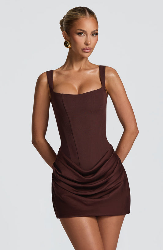 Cornelia Mini Dress - Plum Brown 1